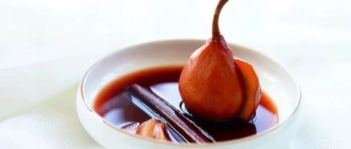 Elegant French Style: Red Wine Poached Pears with Cinnamon Aroma