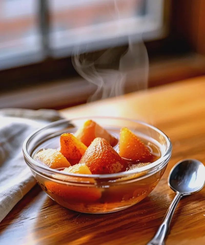 Elegant French Style: Red Wine Poached Pears with Cinnamon Aroma